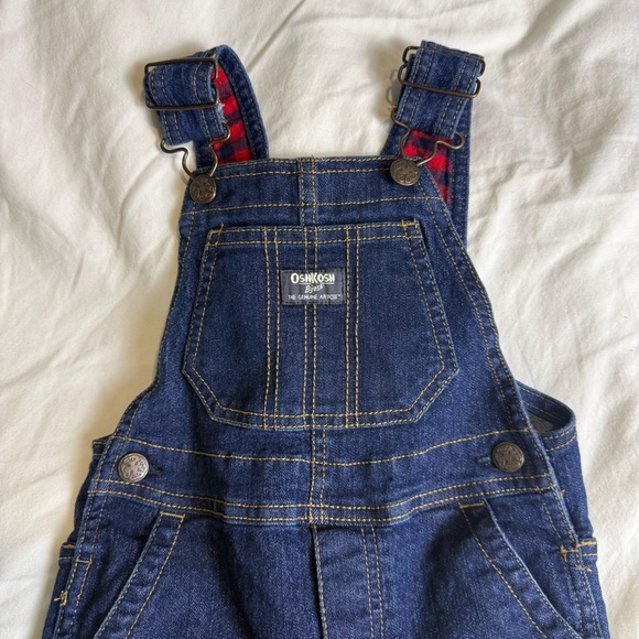 OshKosh B'gosh Dark Blue Overalls with Red Accents - Picture 3 of 10